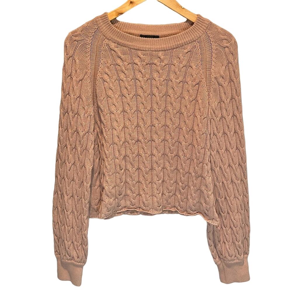 J. Crew Tan Relaxed Fit Cable Knit Sweater - size Small